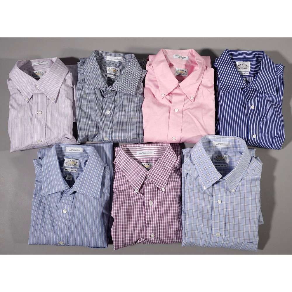 Eagle Shirtmakers Dress Shirt Lot Mens 16 32/33 Multicolor Non-Iron Cotton 7pc